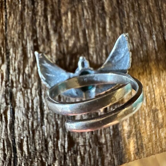 Eagle Emblem Turquoise Sterling Silver Ring – Handcrafted Native American Jewel - Picture 9 of 11